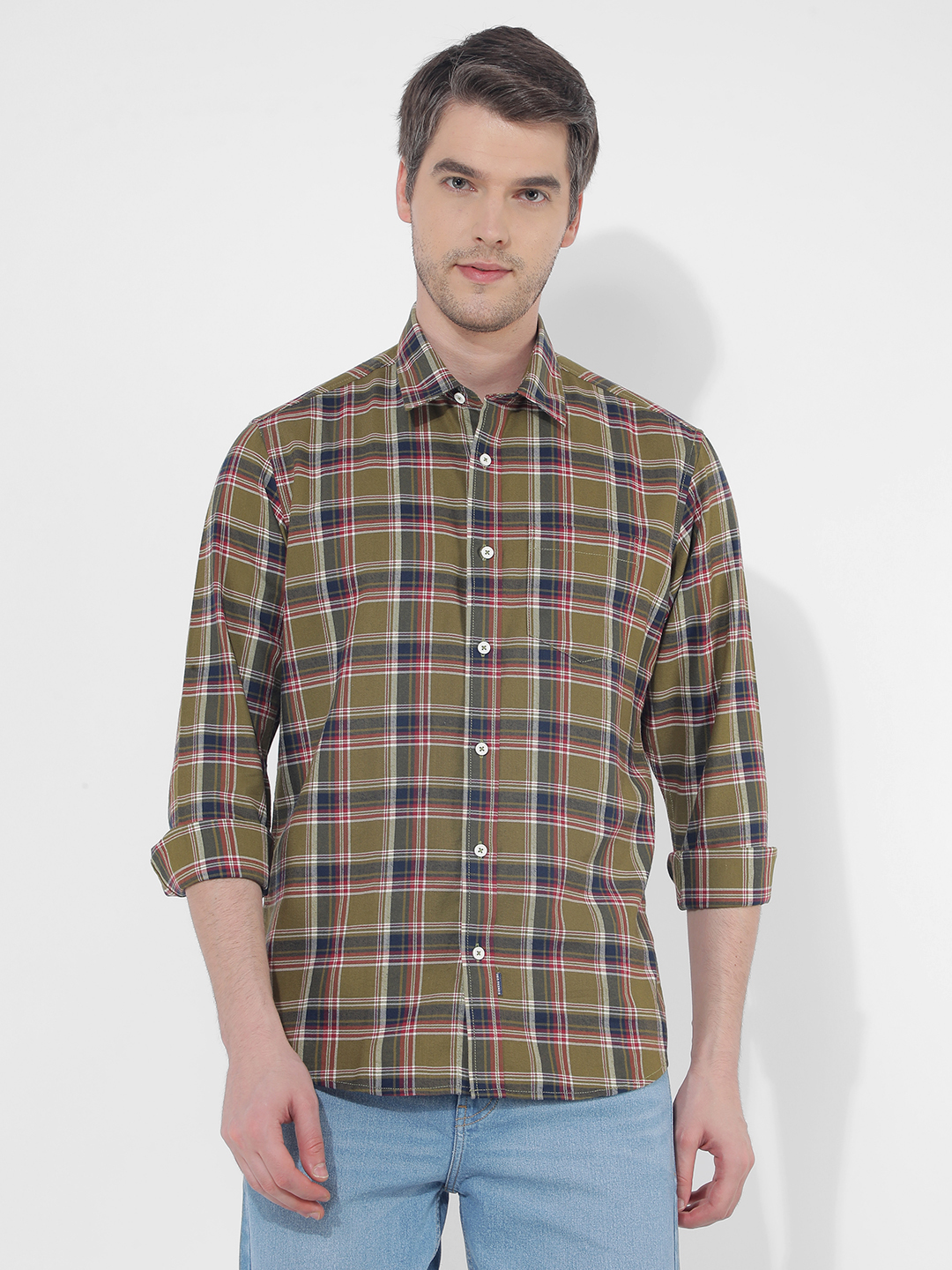 Numero Uno Men Checkered Green Shirt